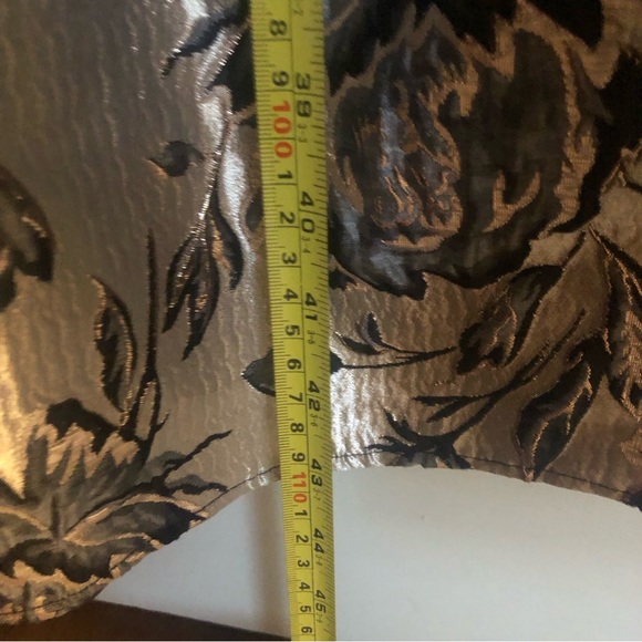 Floral Brocade Ballgown with Mesh Cutout - Picture 8 of 8